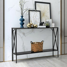 Load image into Gallery viewer, 2 Tier Narrow Accent Side Entryway Metal Frame Console Table -Black