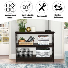 Load image into Gallery viewer, 3-Tier Console X-Design Sofa Side Accent Table-Espresso