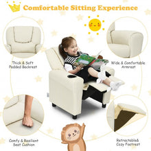 Load image into Gallery viewer, Children PU Leather Recliner Chair with Front Footrest-Beige