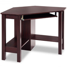 Load image into Gallery viewer, Wooden Study Computer Corner Desk with Drawer-Coffee