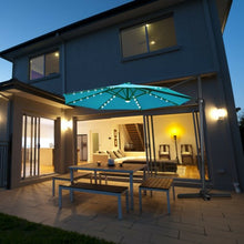 Load image into Gallery viewer, 10 Ft Patio Offset Cantilever Umbrella with Solar Lights-Turquoise