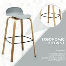 Load image into Gallery viewer, Set of 2 Modern Barstools Pub Chairs with Low Back and Metal Legs-Gray