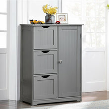 Load image into Gallery viewer, Bathroom Floor Cabinet Side Storage Cabinet with 3 Drawers and 1 Cupboard-Gray