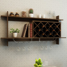 Load image into Gallery viewer, Wall Mount Wine Rack with Glass Holder & Storage Shelf-Walnut