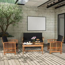Load image into Gallery viewer, 4PCS Patio Solid Wood Furniture Set-Black