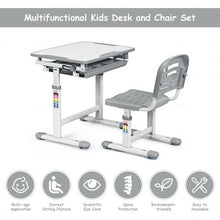 Load image into Gallery viewer, Height Adjustable Children�s Desk Chair Set -Gray