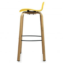 Load image into Gallery viewer, Set of 2 Modern Barstools Pub Chairs with Low Back and Metal Legs-Yellow