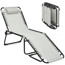 Load image into Gallery viewer, Folding Heightening Design Beach Lounge Chair with Pillow for Patio-Gray