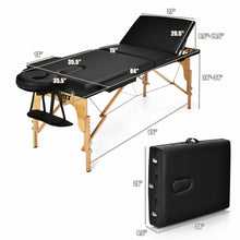 Load image into Gallery viewer, 3 Fold 84" L Portable Adjustable Massage Table with Carry Case-Black