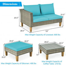 Load image into Gallery viewer, 4PCS Patio Rattan Furniture Set Cushioned Loveseat