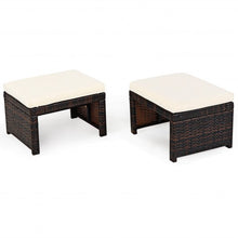 Load image into Gallery viewer, 2 Pieces Cushioned Patio Rattan Ottoman Foot Rest-White