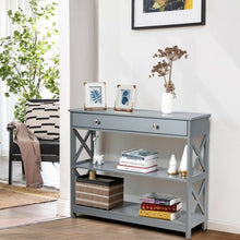 Load image into Gallery viewer, Console Table 3-Tier with Drawer and Storage Shelves-Gray