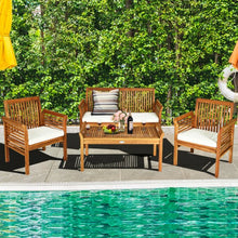Load image into Gallery viewer, 4 Pcs Outdoor Acacia Wood Sofa Furniture Set