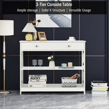 Load image into Gallery viewer, Console Accent Table with Drawer and Shelves -White