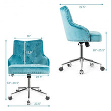 Load image into Gallery viewer, Tufted Upholstered Swivel Computer Desk Chair with Nailed Tri-Turquoise