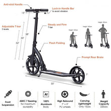 Load image into Gallery viewer, Adjustable Foldable Aluminum Kids Kick Scooter w/ Shoulder Strap-Black
