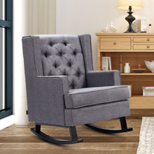 Load image into Gallery viewer, Retro Fabric Upholstered Button-Tufted Wingback Rocking Chair