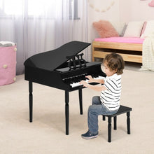 Load image into Gallery viewer, 30-Key Wood Toy Kids Grand Piano with Bench & Music Rack-Black