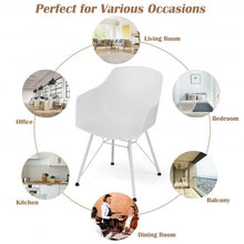 Load image into Gallery viewer, Set of 2 Metal Frame Modern Molded Shell Plastic Dining Chair-White