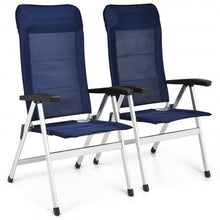 Load image into Gallery viewer, 2Pcs Patio Dining Chair with Adjust Portable Headrest-Blue