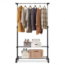 Load image into Gallery viewer, Rolling Clothes Hanger with Height Adjustable Shoe Rack