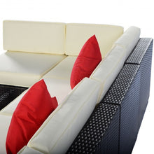 Load image into Gallery viewer, 7 pcs Rattan Cushioned Sofa and Table Set
