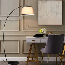 Load image into Gallery viewer, Arc Sturdy Base Modern Floor Lamp with Hanging Lampshade-Black