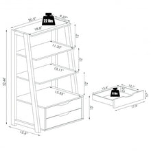 Load image into Gallery viewer, 4-Tier Ladder Bookshelf Storage Display with 2 Drawers