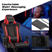 Load image into Gallery viewer, Massage Gaming Chair with Lumbar Support and Headrest-Red