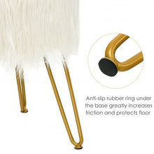 Load image into Gallery viewer, Faux Fur Vanity Chair Makeup Stool Furry Padded Seat Round Ottoman-White