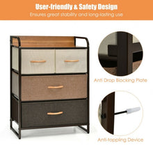 Load image into Gallery viewer, 4-Drawer Tower Steel Frame Wooden Top Dresser Storage with 3-Tier Organizer