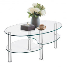 Load image into Gallery viewer, Tempered Glass Oval Side Coffee Table-Transparent