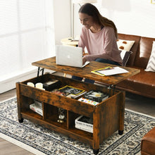 Load image into Gallery viewer, Lift Top Coffee Table with Hidden Storage Compartment- Brown