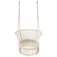 Load image into Gallery viewer, Hanging Hammock Chair Macrame Swing Hand Woven Cotton Backrest