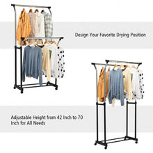Load image into Gallery viewer, Double Rail Adjustable Clothing Garment Rack with Wheels