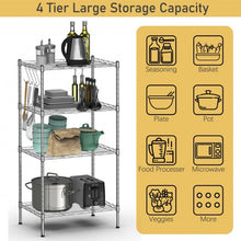 Load image into Gallery viewer, 4-Wire Shelving Metal Adjustable Storage Rack with Removable Hooks-Silver