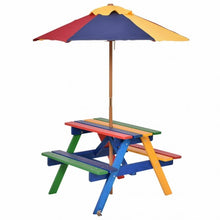 Load image into Gallery viewer, 4 Seat Kids Picnic Table with Umbrella