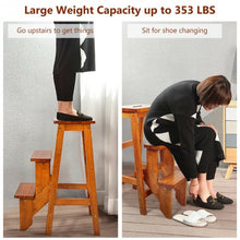Load image into Gallery viewer, 3 Tier Step Stool 3 in 1 Folding Ladder Bench-Natural