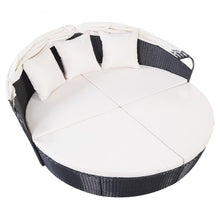 Load image into Gallery viewer, Outdoor Patio Rattan Wicker Sofa Round Retractable Canopy Daybed