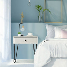 Load image into Gallery viewer, Nightstand Sofa End Table with One Drawer and Steel Pipe