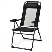 Load image into Gallery viewer, 4 Pcs Patio Garden Adjustable Reclining Folding Chairs with Headrest-Black