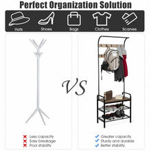 Load image into Gallery viewer, Industrial Coat Shoe Bench Entryway Shelf with 9 Hooks