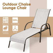 Load image into Gallery viewer, 2 Pcs Outdoor Patio Lounge Chair Chaise Fabric with Adjustable Reclining Armrest-Gray