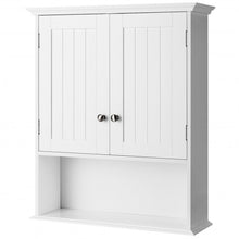 Load image into Gallery viewer, Wall Mount Bathroom Cabinet Storage Organizer with Doors and Shelves-White