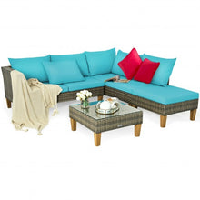 Load image into Gallery viewer, 4PCS Patio Rattan Furniture Set Cushioned Loveseat