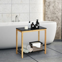 Load image into Gallery viewer, Bamboo Side Table 2-Tier Sofa End Console Table with Storage Shelf Felt Pad for Bedroom