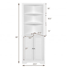 Load image into Gallery viewer, Free Standing Tall Bathroom Corner Storage Cabinet with 3 Shelves-White