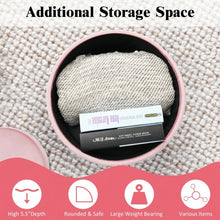 Load image into Gallery viewer, Round Velvet Storage Ottoman Footrest Stool Vanity Chair with Metal Legs-Pink