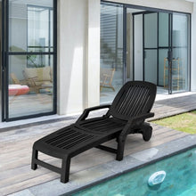 Load image into Gallery viewer, Adjustable Patio Sun Lounger with Weather Resistant Wheels-Black