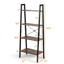 Load image into Gallery viewer, 4-Tier Ladder Shelf Ladder Bookcase Bookshelf Display Rack Plant Stand